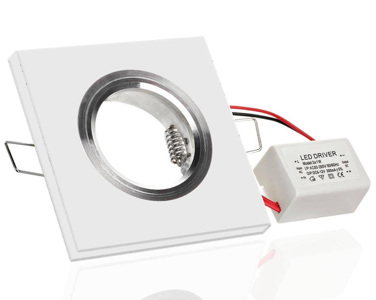 LC Light Kristalleinbaustrahler Viereck mit LED Ring Kaltwei&szlig;