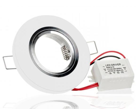 LC Light Kristall Eibaustrahler Rund mit LED Ring Warmwei&szlig;