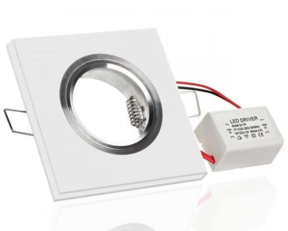 LC Light Kristalleinbaustrahler Viereck mit LED Ring Warmwei&szlig;